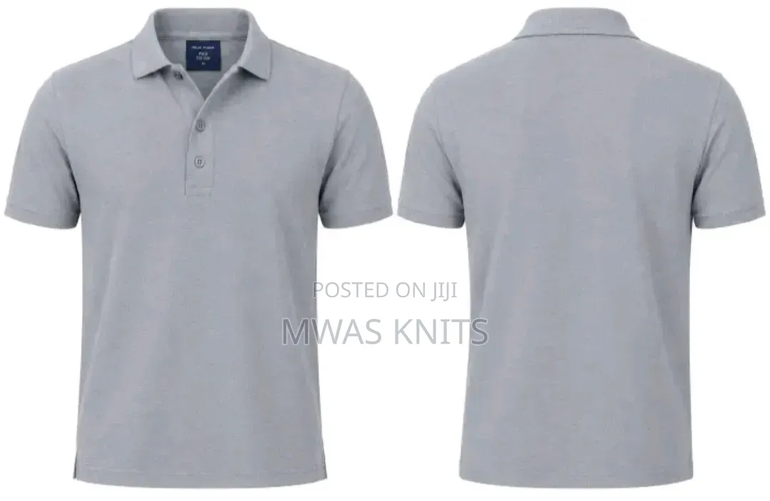 Grey Plain Polo T Shirt Fashion Cotton