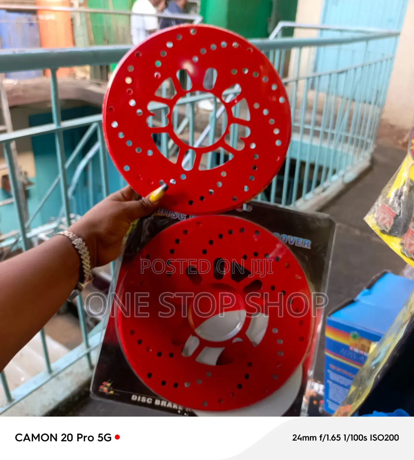 Cross-Drilled Style Disc Rotors 2pcs in Red