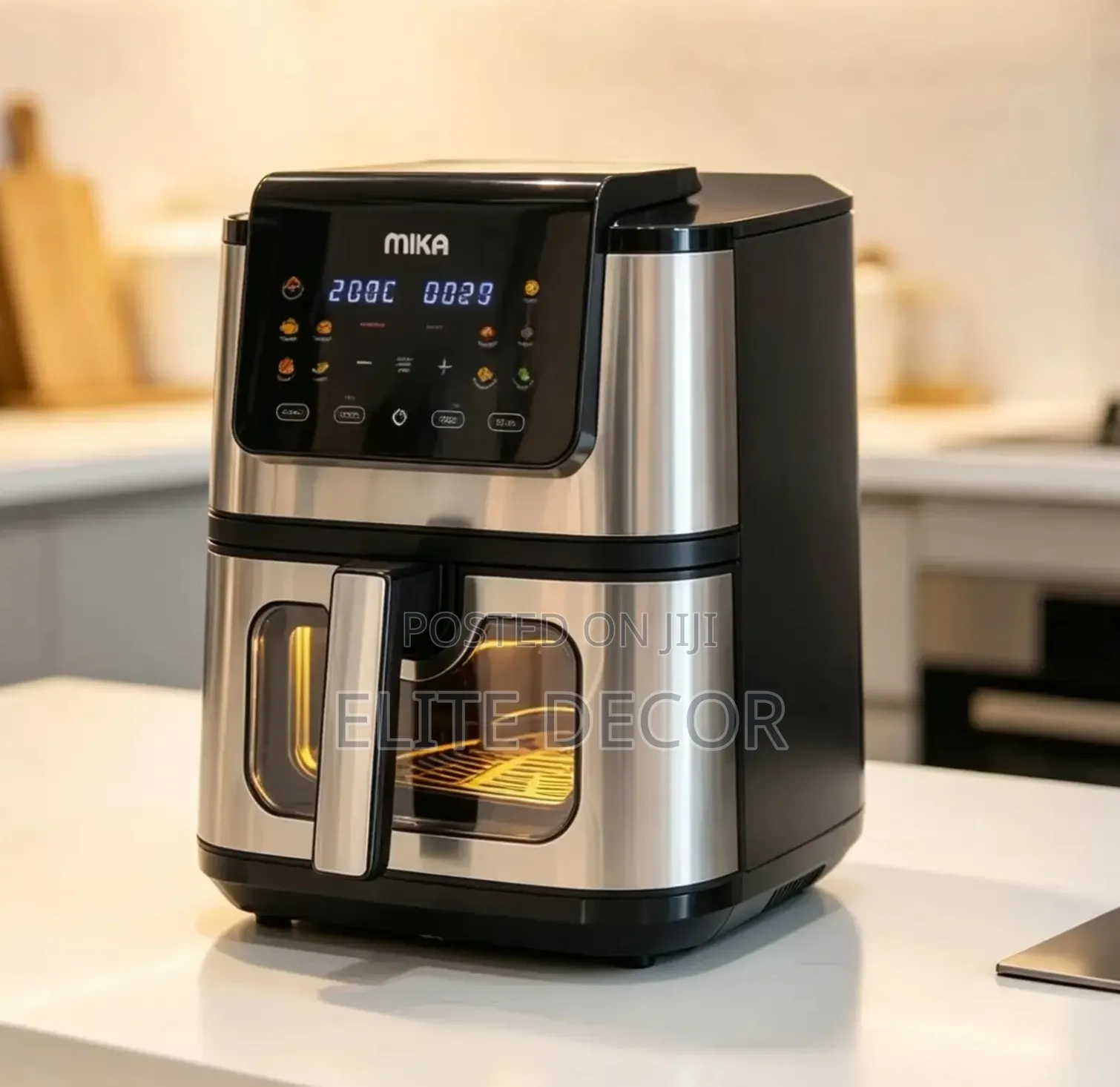 Mika Digital Air Fryer 8l – Touch Control, Dual Heating See-