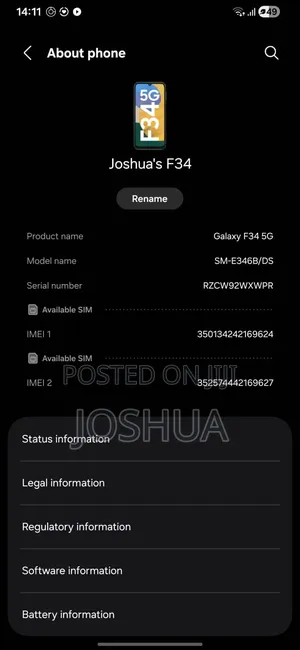 Samsung Galaxy F34 128 GB Black
