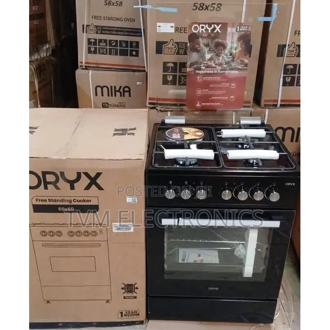 Mika Oryx Standing Cooker, 60cm X 60cm, 3 Gas Pool Jet Burners + 1