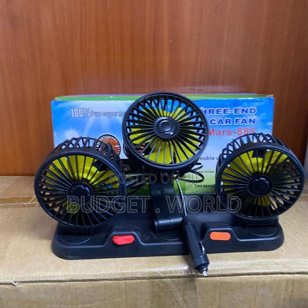 888 Triple Car Fan – 3-Head 12v Vehicle Cooling Fan With 360° Adjustab