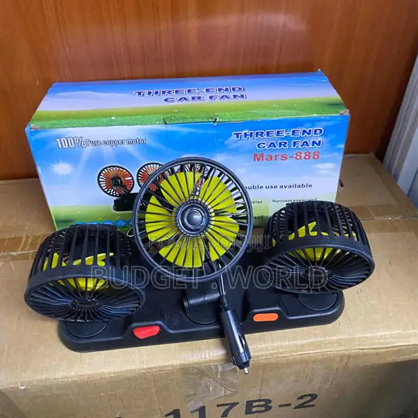 888 Triple Head Vehicle Fan – Powerful 12v Cooling Fan for Car, Van, T