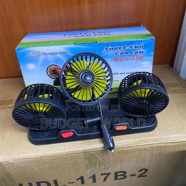 888 Triple Head Vehicle Fan – Powerful 12v Cooling Fan for Car, Van, T