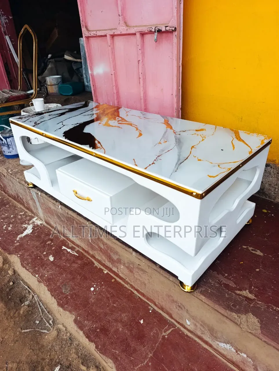 White Coffee Table With Marble Topping