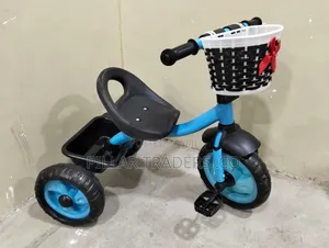 Kids Tricycle With Parent Push Handle Storage Basket