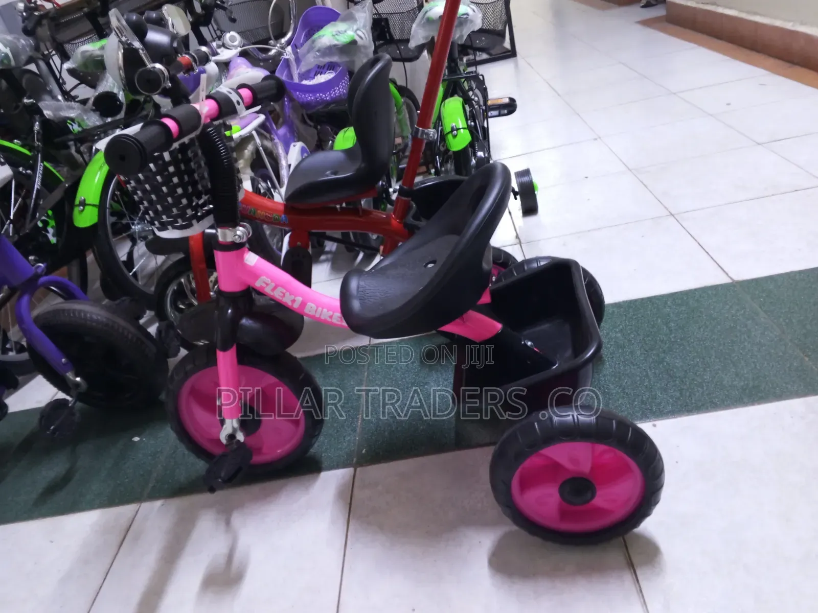 Kids Tricycle With Parent Push Handle Storage Basket