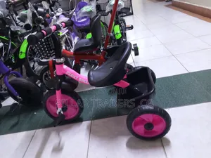 Kids Tricycle With Parent Push Handle Storage Basket