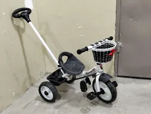 Kids Tricycle With Parent Push Handle, Basket Storage Tray