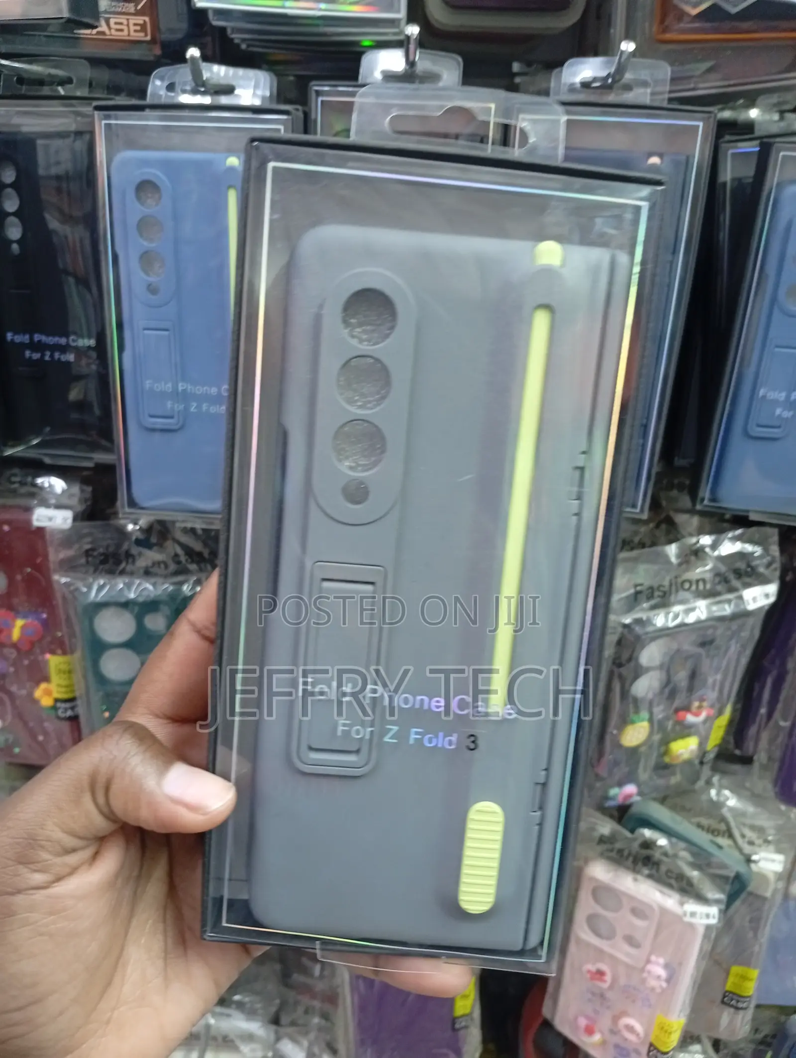 Samsung Galaxy Z Fold Case With a Yellow Kickstand and an S Pen Slot