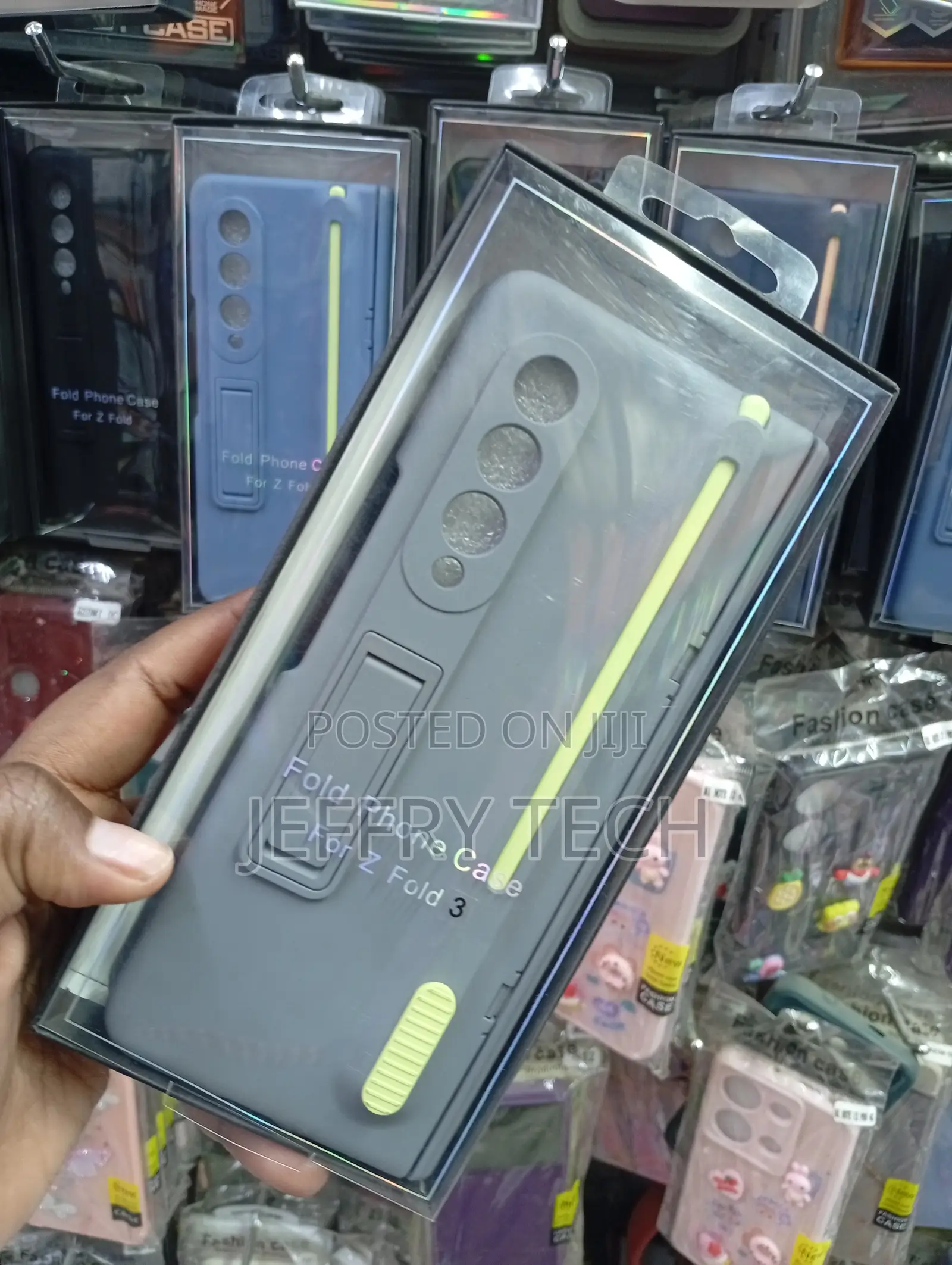 Samsung Galaxy Z Fold Case With a Yellow Kickstand and an S Pen Slot