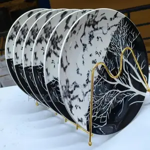 6pcs Plates! Premium Black White Ceramic Plate Set