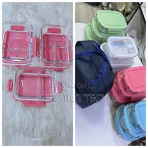 Partitioned Glass Snack Box With Lunch Bag