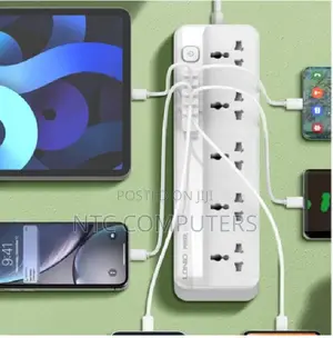 Ldnio Sc5614 2500w Powerstrip Extension Cable 5 Ac Sockets 6 Usb Ports