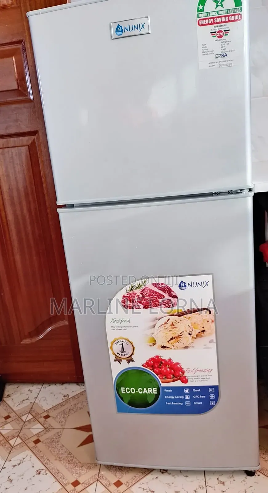 Nunix 138l Double Door Fridge - Excellent Condition