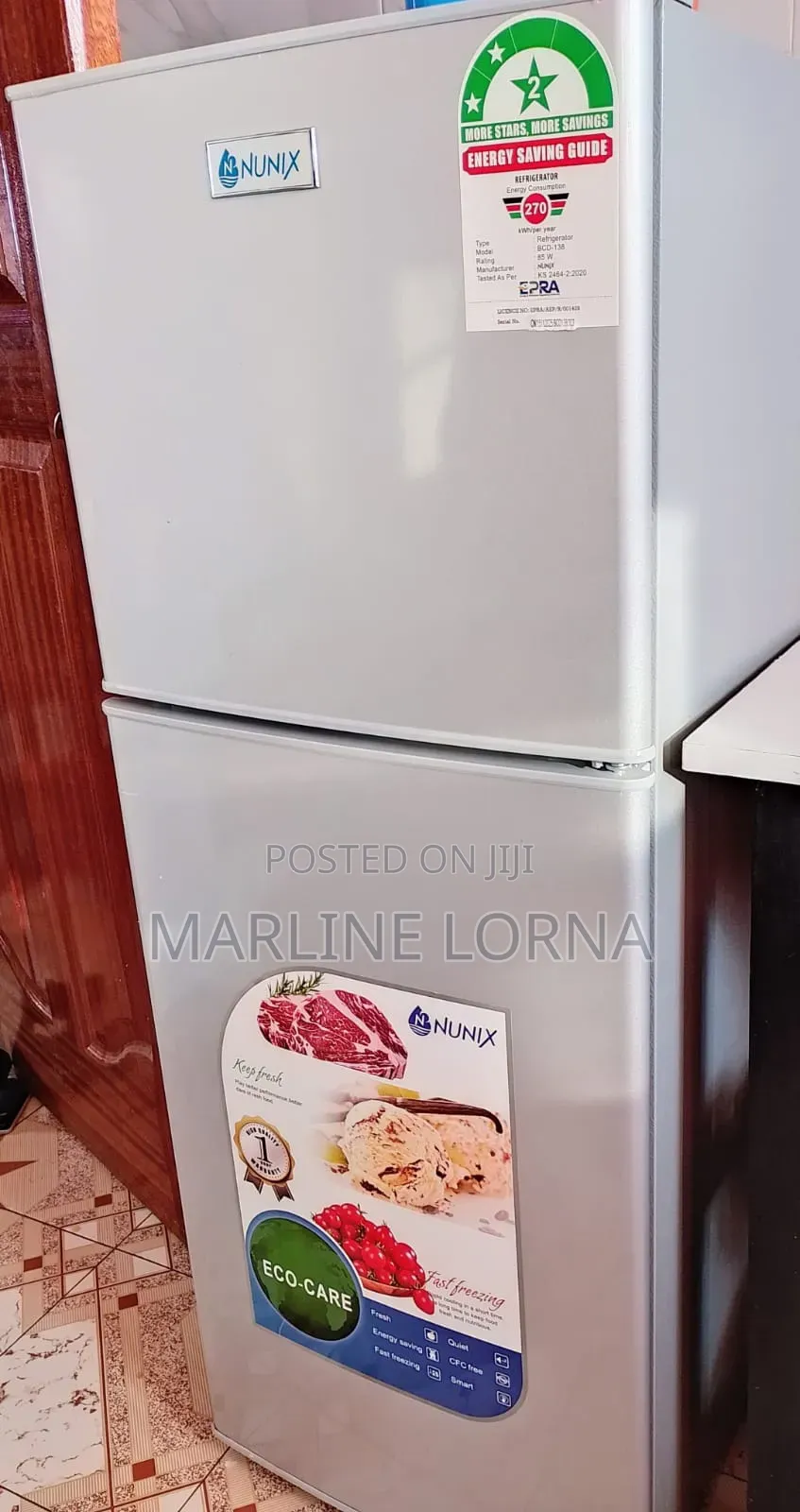 Nunix 138l Double Door Fridge - Excellent Condition