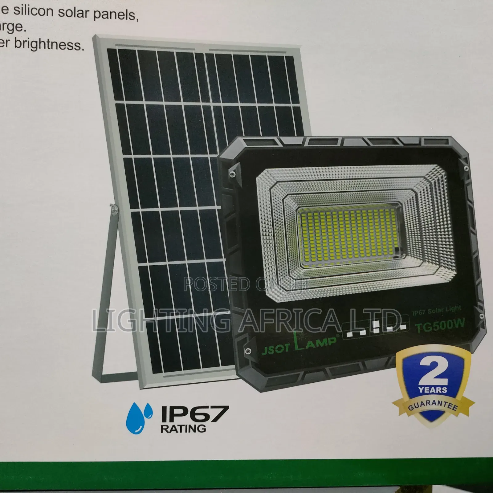 500 Watts Solar Outdoor Floodlight Complete With Mounting Bracket