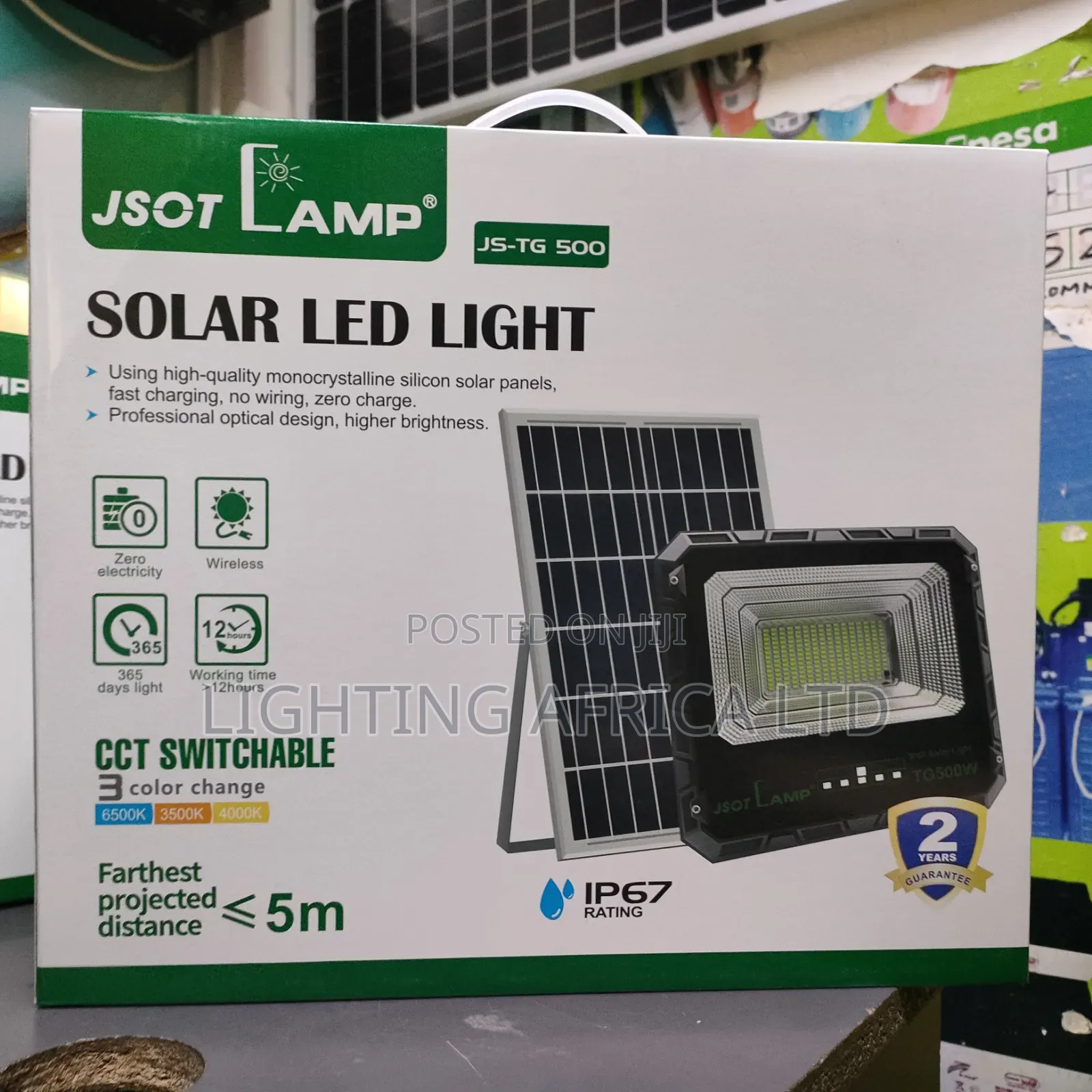 500 Watts Solar Outdoor Floodlight Complete With Mounting Bracket