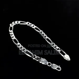 Italian Silver Figaro Chain Bracelet (925 Silver)