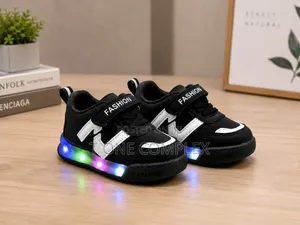 Kids Light Up Sneakers Velcro Black White All Sizes Available