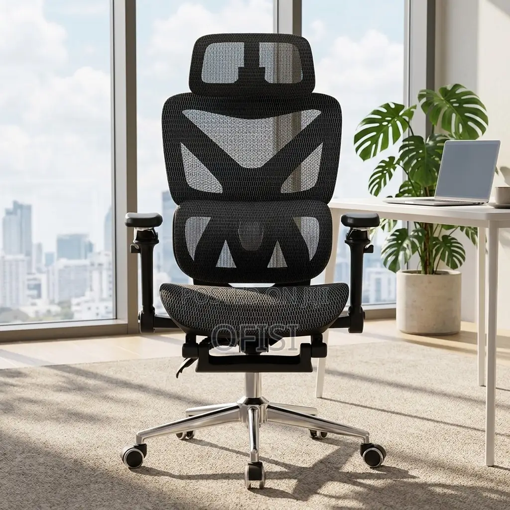 Office Chair; Full Mesh Orthopedic Office Chair With Footrest