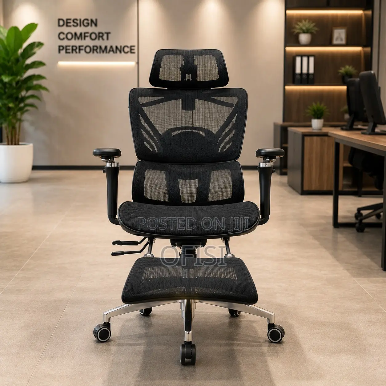 Office Chair; Full Mesh Orthopedic Office Chair With Footrest