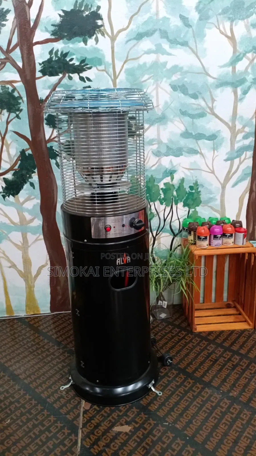 Alva Short Stand Gas Patio Heater 1.35m -Black