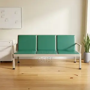 Waiting Bench; Leather Reception 3 Seater Office Bench