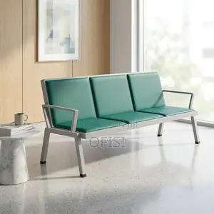 Waiting Bench; Leather Reception 3 Seater Office Bench