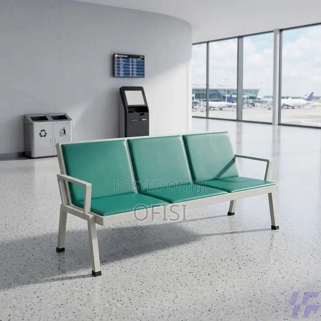 Waiting Bench; Leather Reception 3 Seater Office Bench
