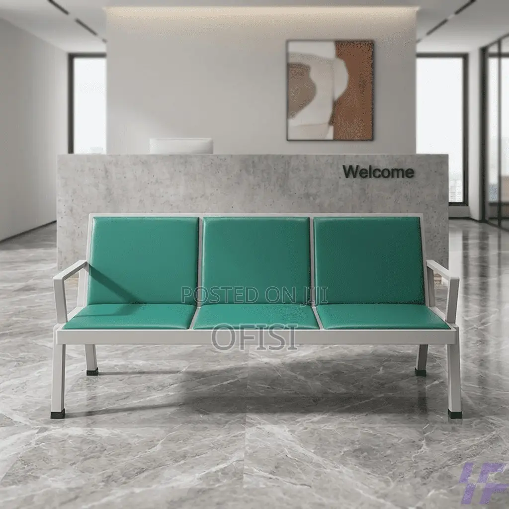 Waiting Bench; Leather Reception 3 Seater Office Bench
