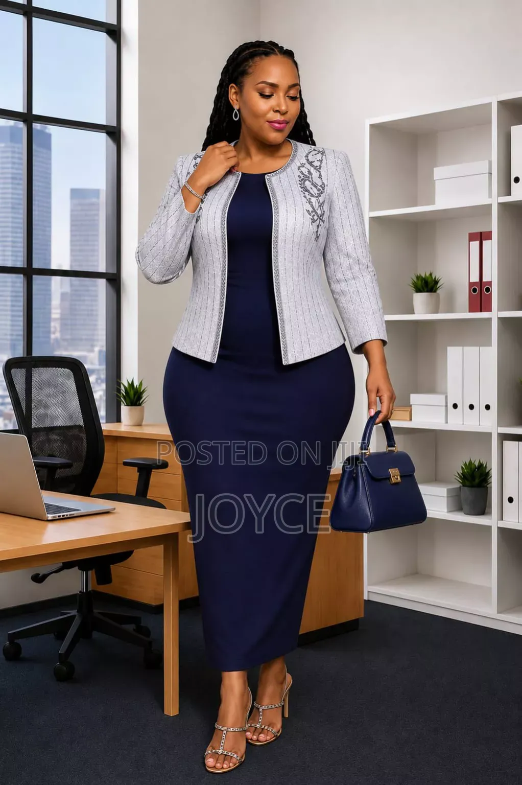 Straight 2 Pc Long Dress With a Coat