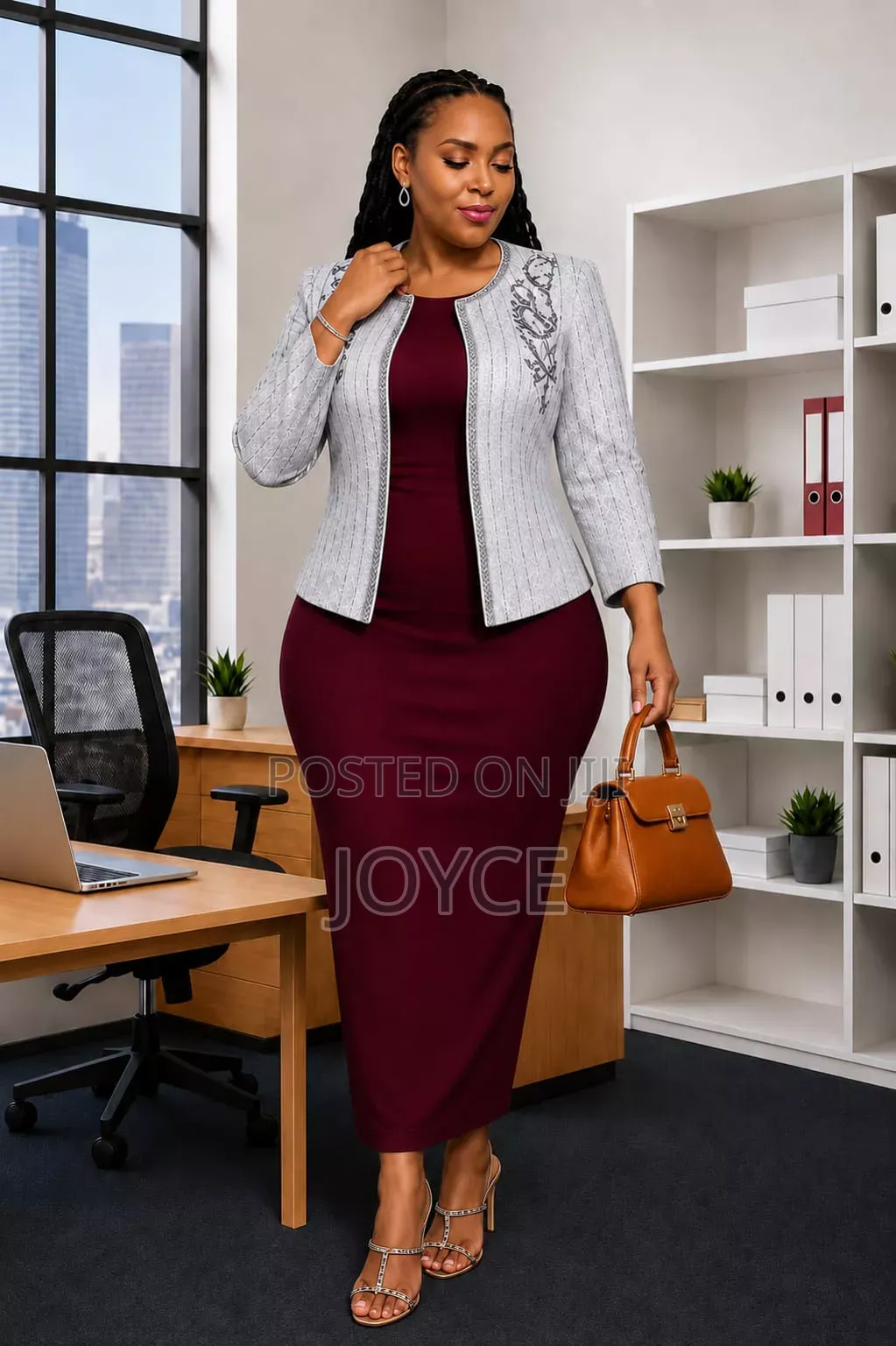 Straight 2 Pc Long Dress With a Coat