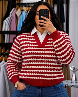 Cozy Striped Knit Sweater 
Soft, Premium Knit Fabric