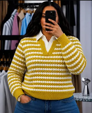 Cozy Striped Knit Sweater 
Soft, Premium Knit Fabric