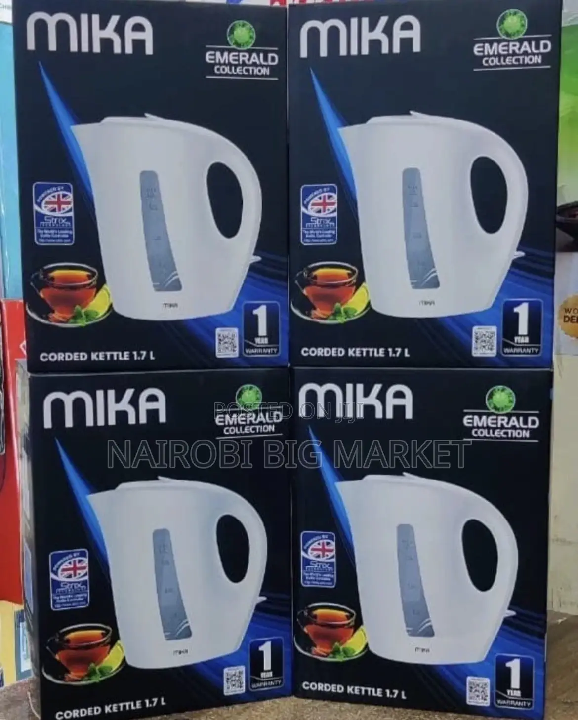 Mika Kettle, 1.7l, Plastic, Corded, Open Element, Cream White