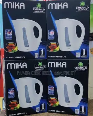 Mika Kettle, 1.7l, Plastic, Corded, Open Element, Cream White