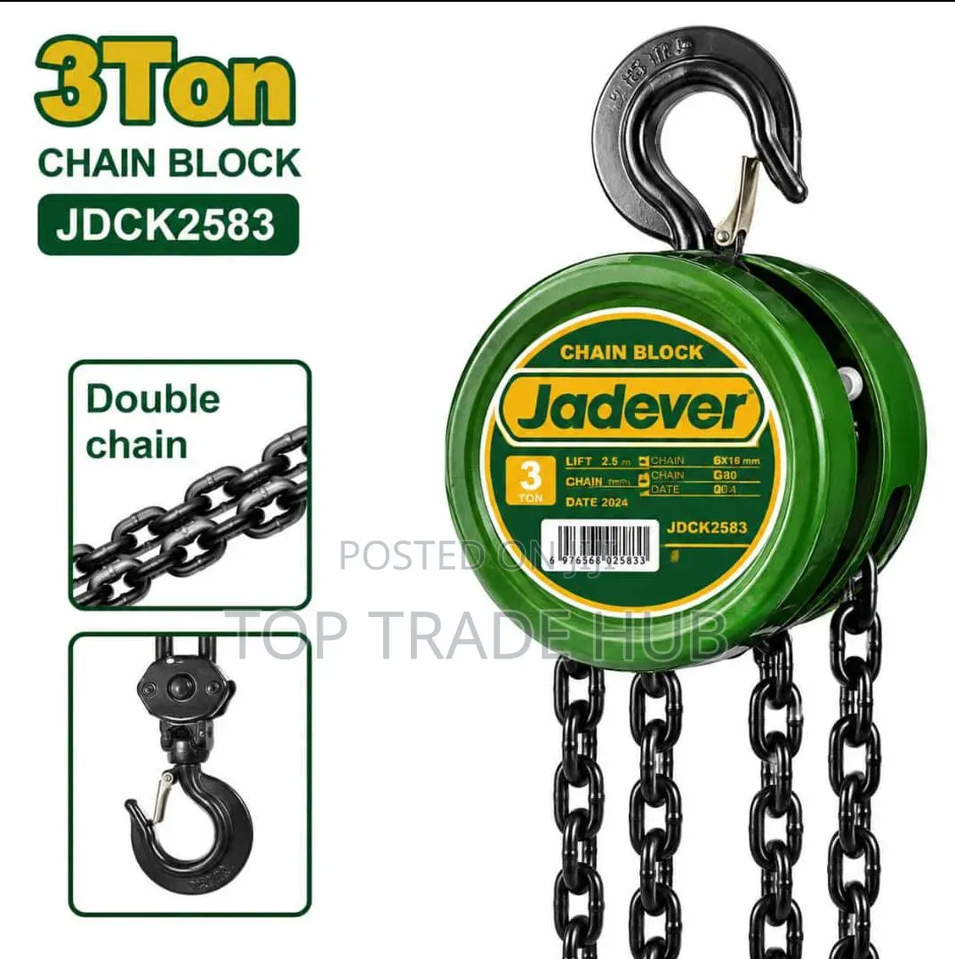 Robust Jadever Chain Pulley Block 3 Ton(3000kg) - 2.5m Lift