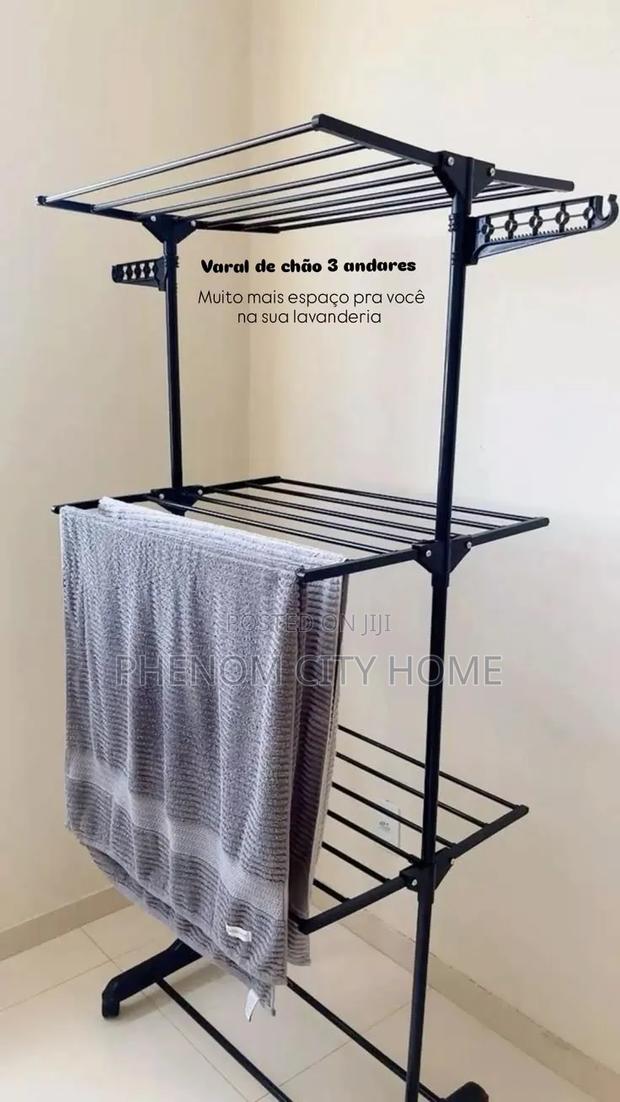 Grey and White Folding Drying Rack - thumbnail 2
