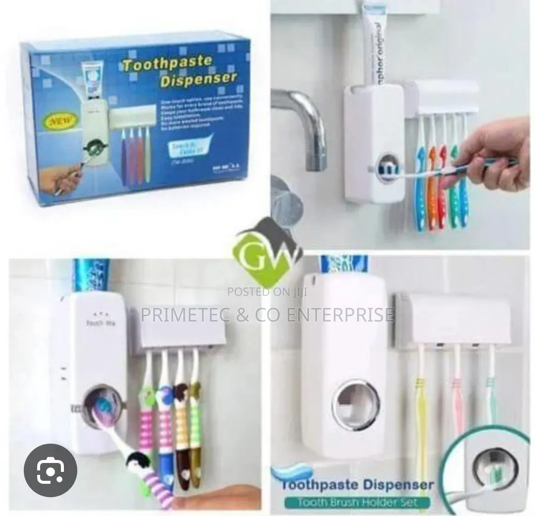 Simple Toothpaste Dispenser+5pcs Toothbrush Holder