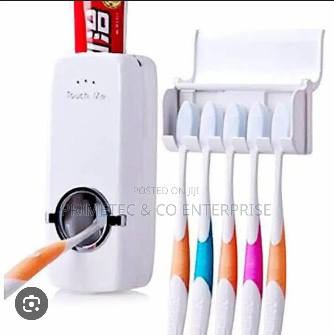 Simple Toothpaste Dispenser+5pcs Toothbrush Holder