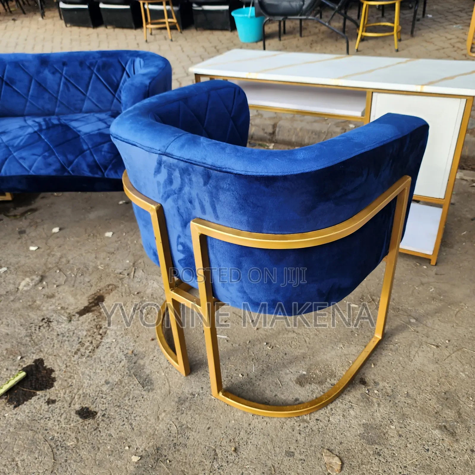 Salin Styling Chair Blue and Gold Flame