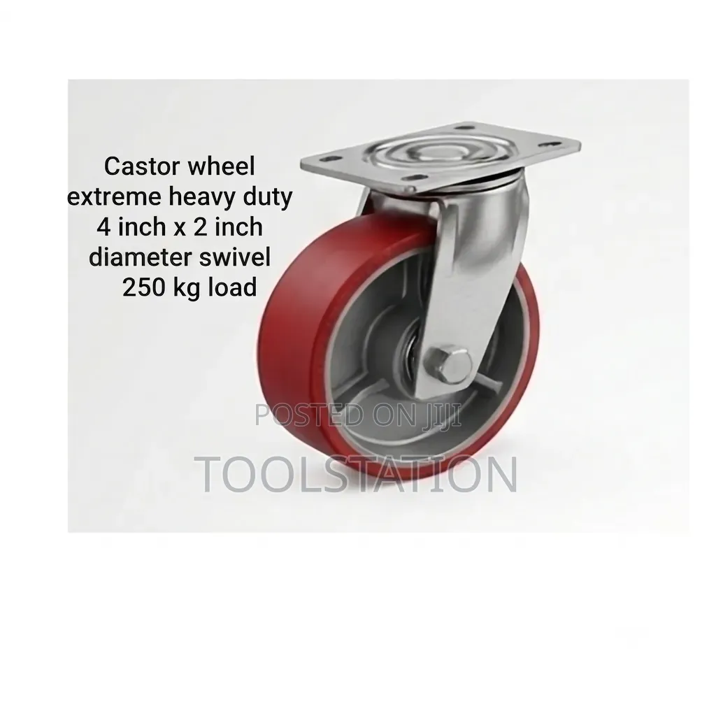 Castor Wheel Extreme Heavy Duty 4 X 2 Inch Diameter Swivel 250kg Load