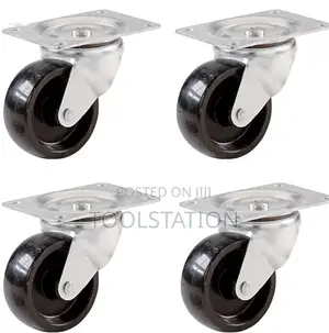 Furniture Rubber Castor Wheels Plate Swivel Type 1 1/2 Inch Set of 4