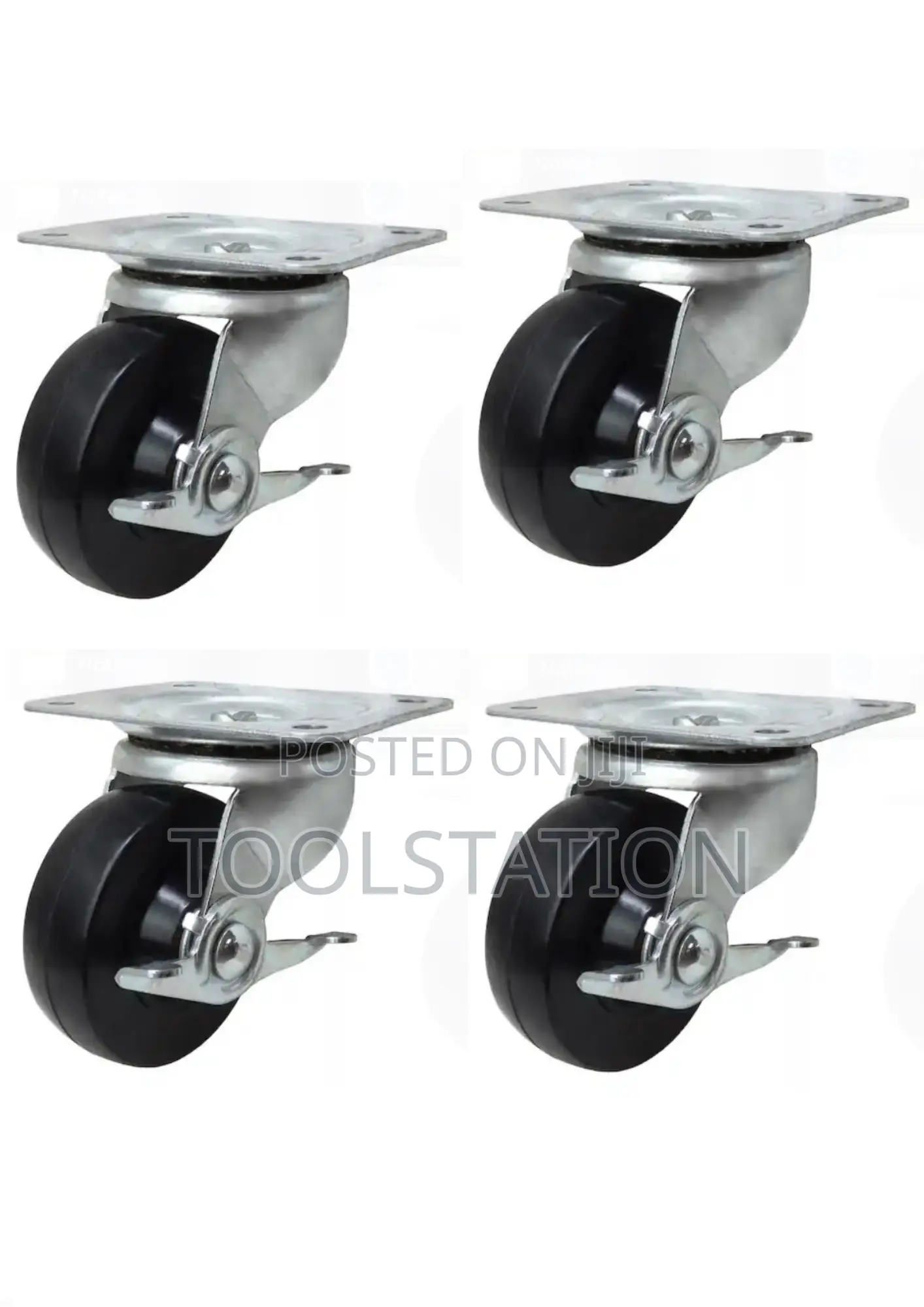 Furniture Rubber Castors Plate Swivel Side Brake Type 1 1/2’ Set of 4
