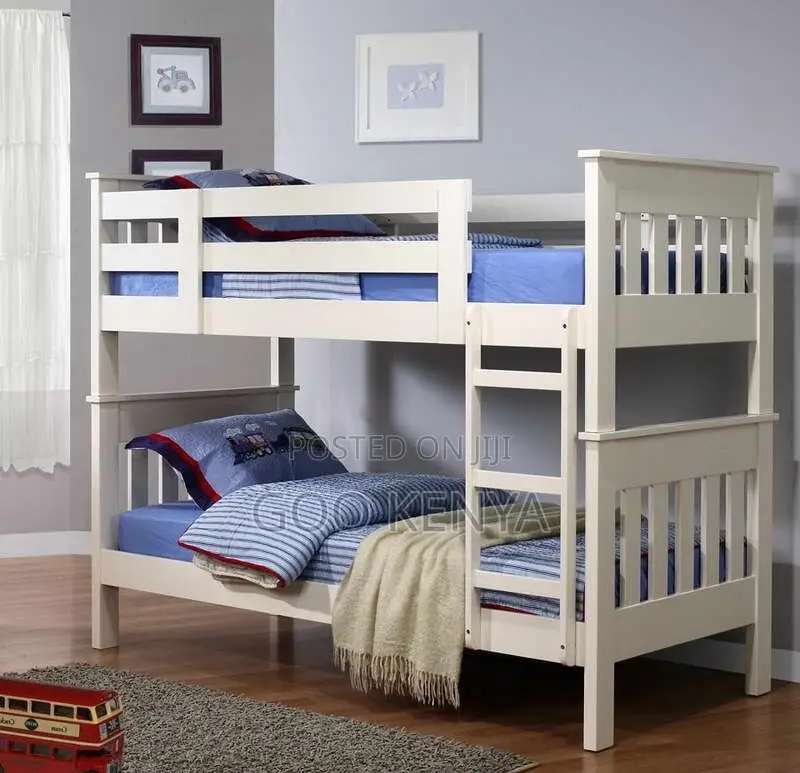 Bunk Bed; Modern Space Saving Wooden Bunk Bed With Protective Rails