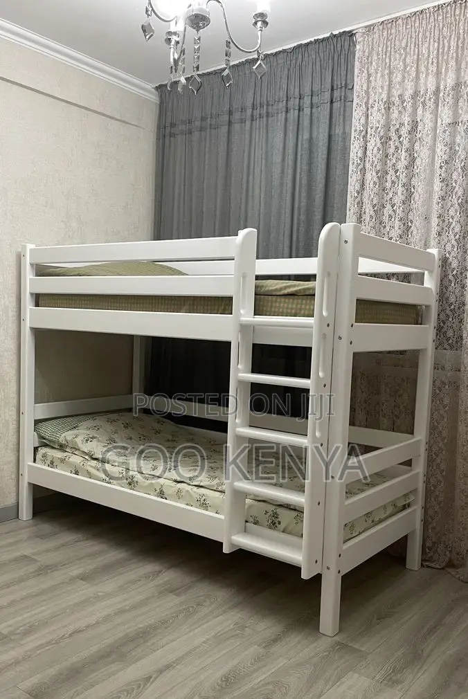 Bunk Bed; Modern Space Saving Wooden Bunk Bed With Protective Rails