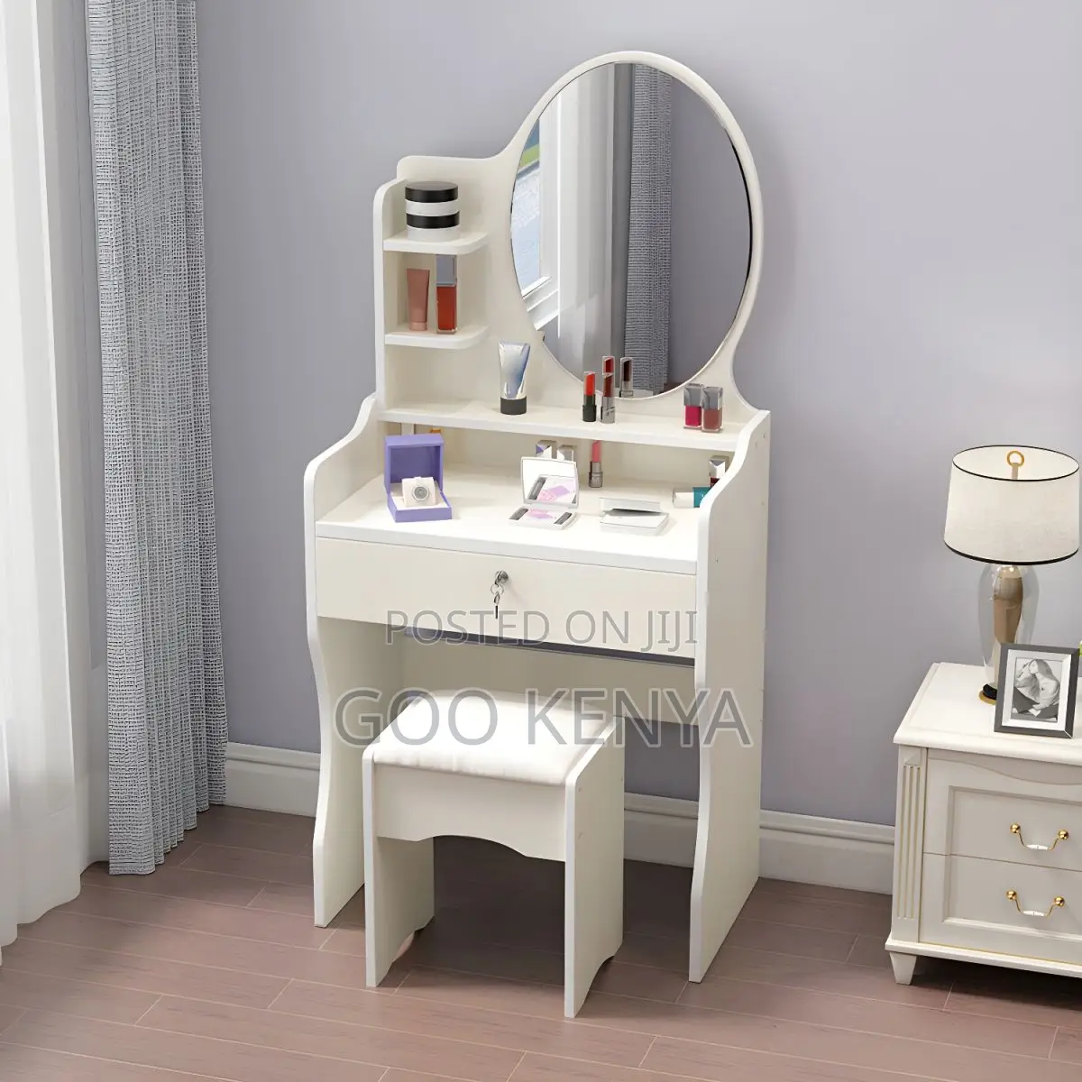 Vanity Set; Space Saving Minimalist Vanity Desk With Mirror