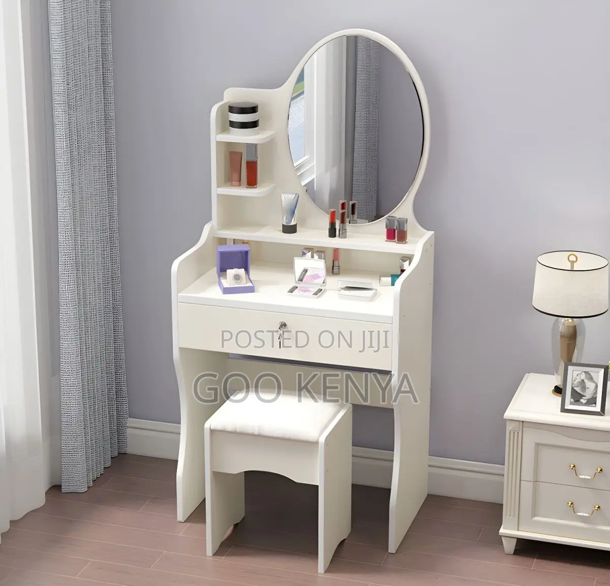 Vanity Set; Space Saving Minimalist Vanity Desk With Mirror