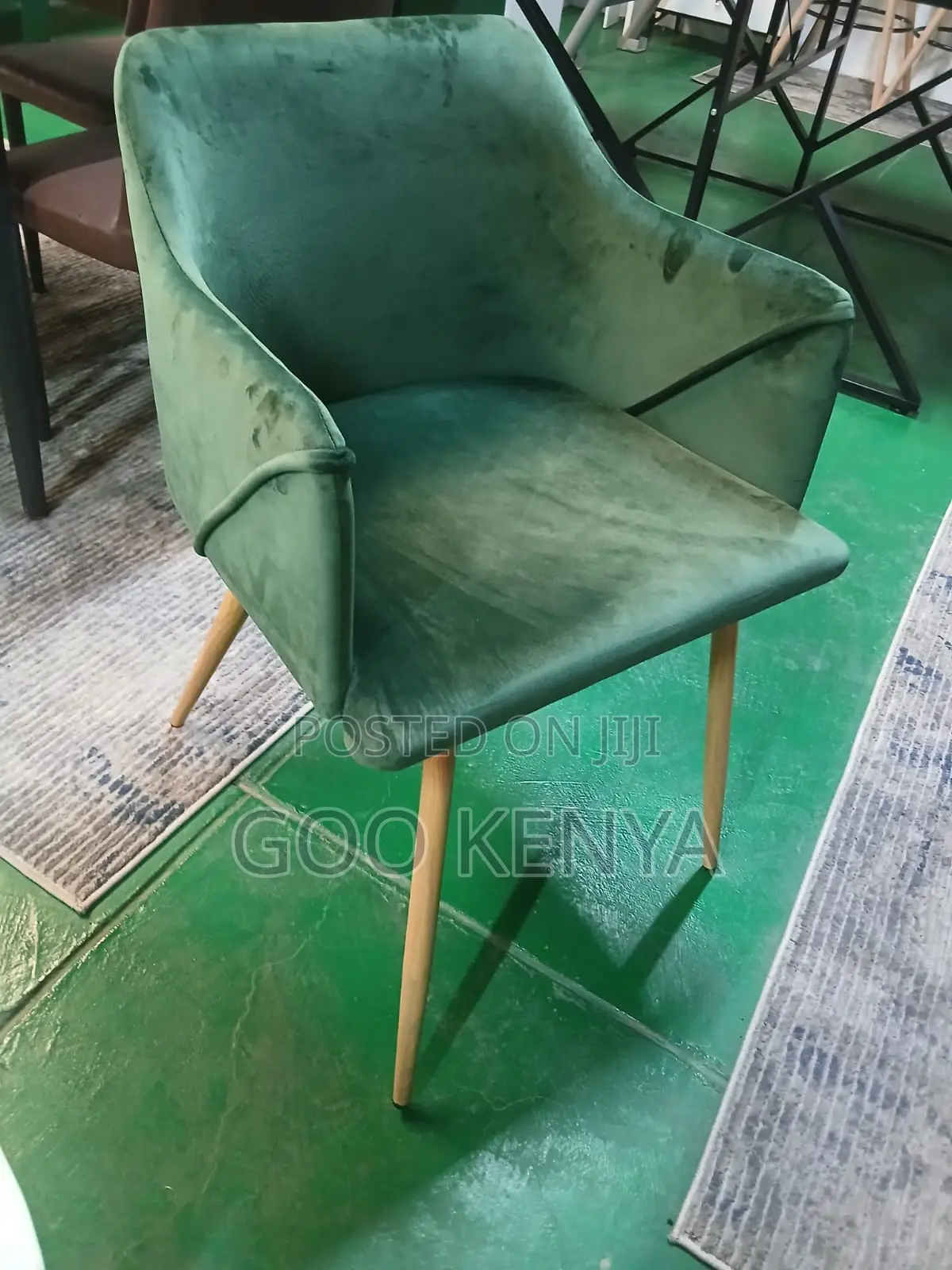 Dining Chair; Modern Upholstered Velvet Dining Chair With High Back
